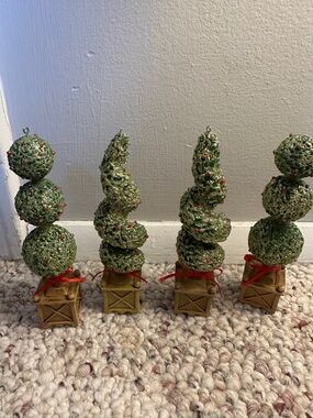 Christmas village, topiary trees